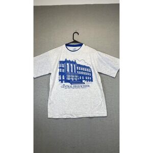Vintage Central High School‎ Shirt Mens Large White Ringer Fort Wayne Made USA